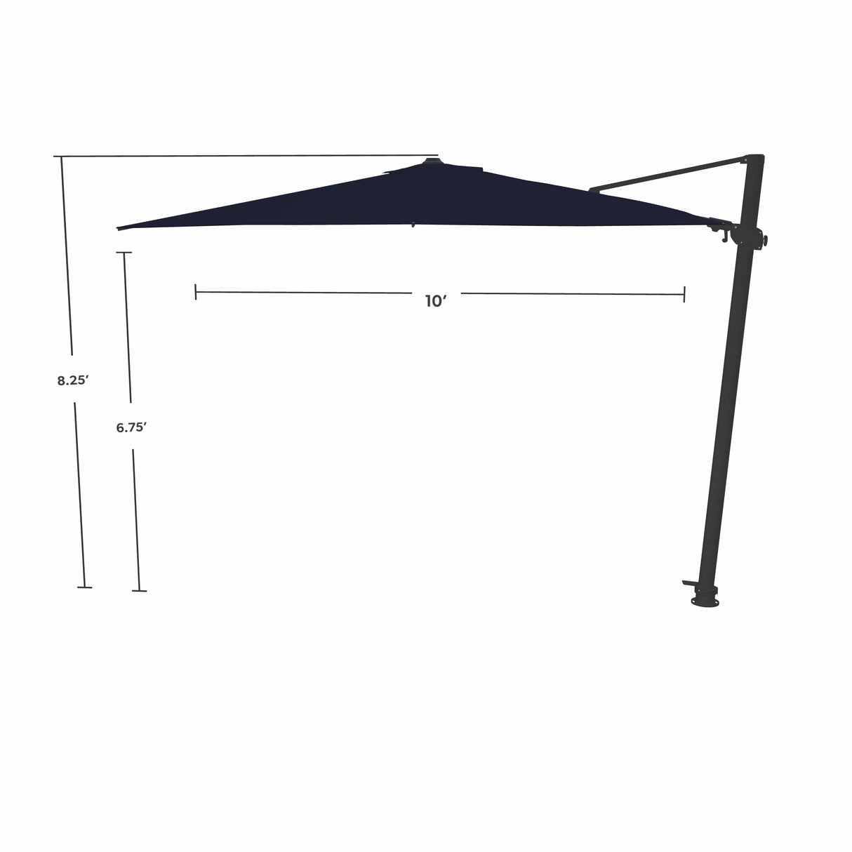 Parasol Cantilever Treasure Garden AG25T 10’ Carré Navy | Parasol Déporté 360° avec Inclinaison