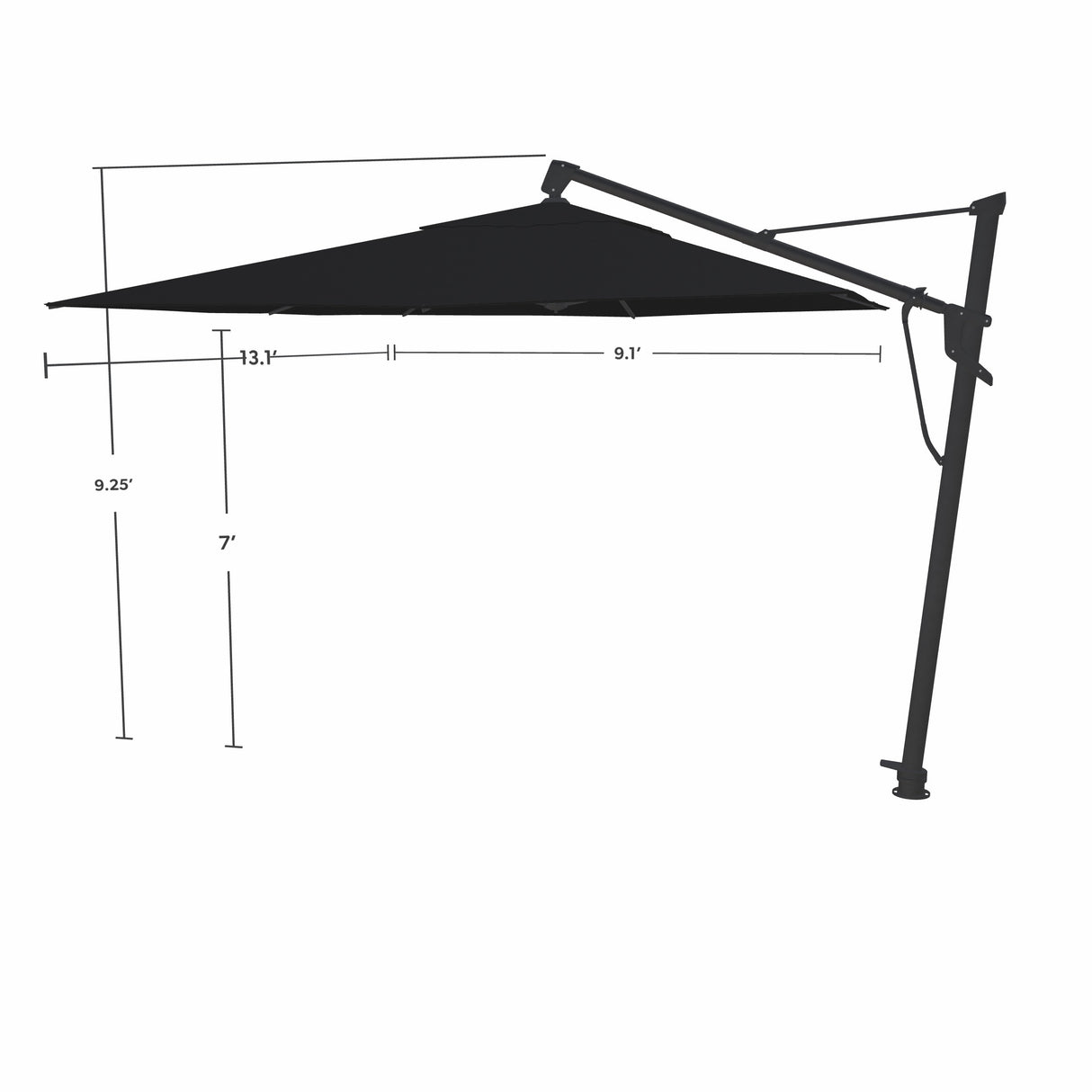 Parasol Cantilever Treasure Garden AKZ Plus 10’ x 13’ Rectangulaire Black | Parasol Déporté Haut de Gamme