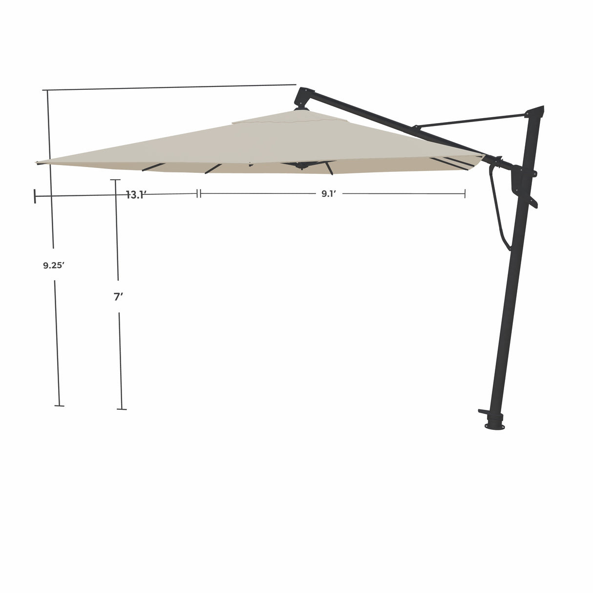 Parasol Cantilever Treasure Garden AKZ Plus 10’ x 13’ Rectangulaire Vanilla | Parasol Déporté pour Terrasse et Patio