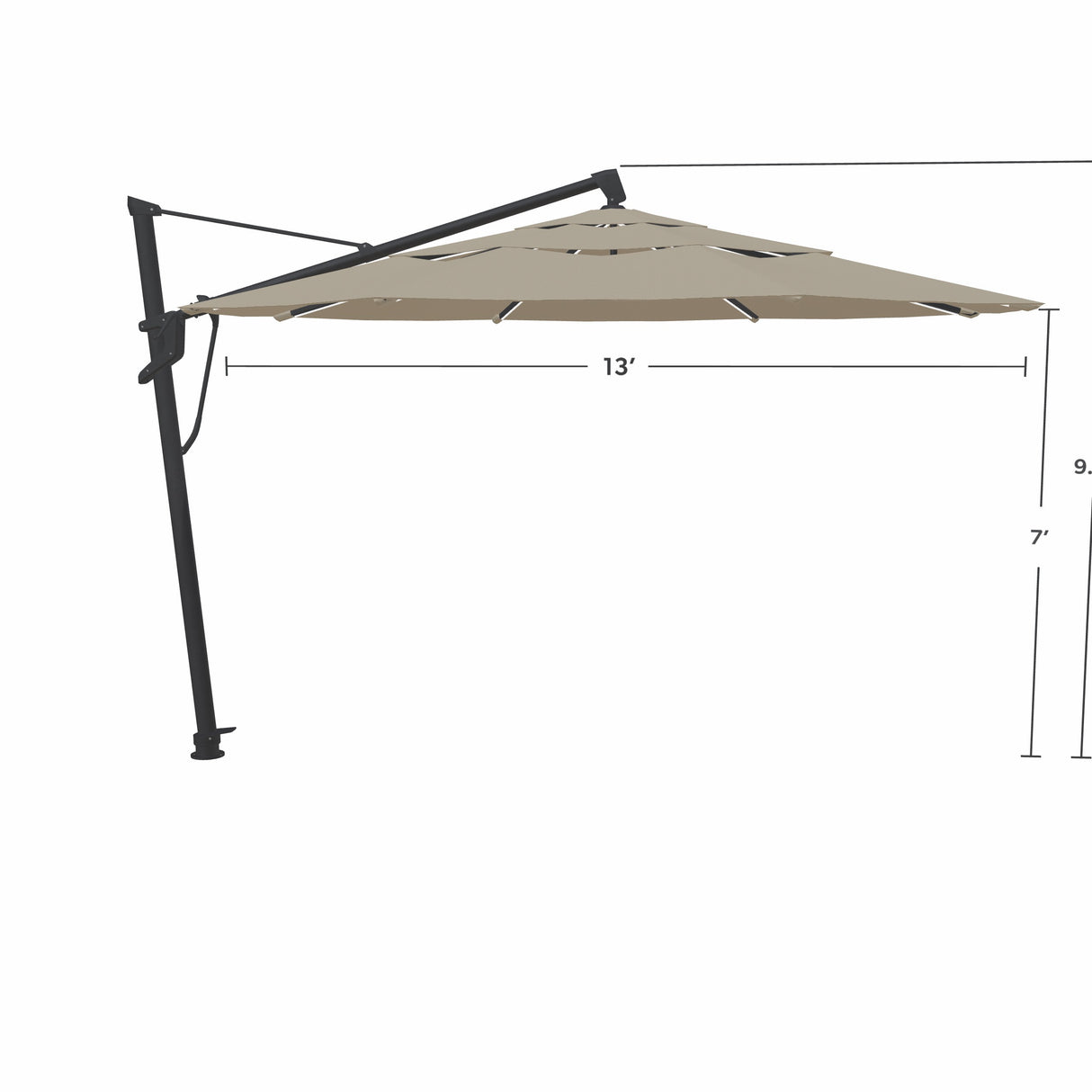 Parasol Cantilever Treasure Garden Starlux AKZ Plus 13’ Octogonal Beacon Ash | Parasol Déporté avec Lumières Intégrées