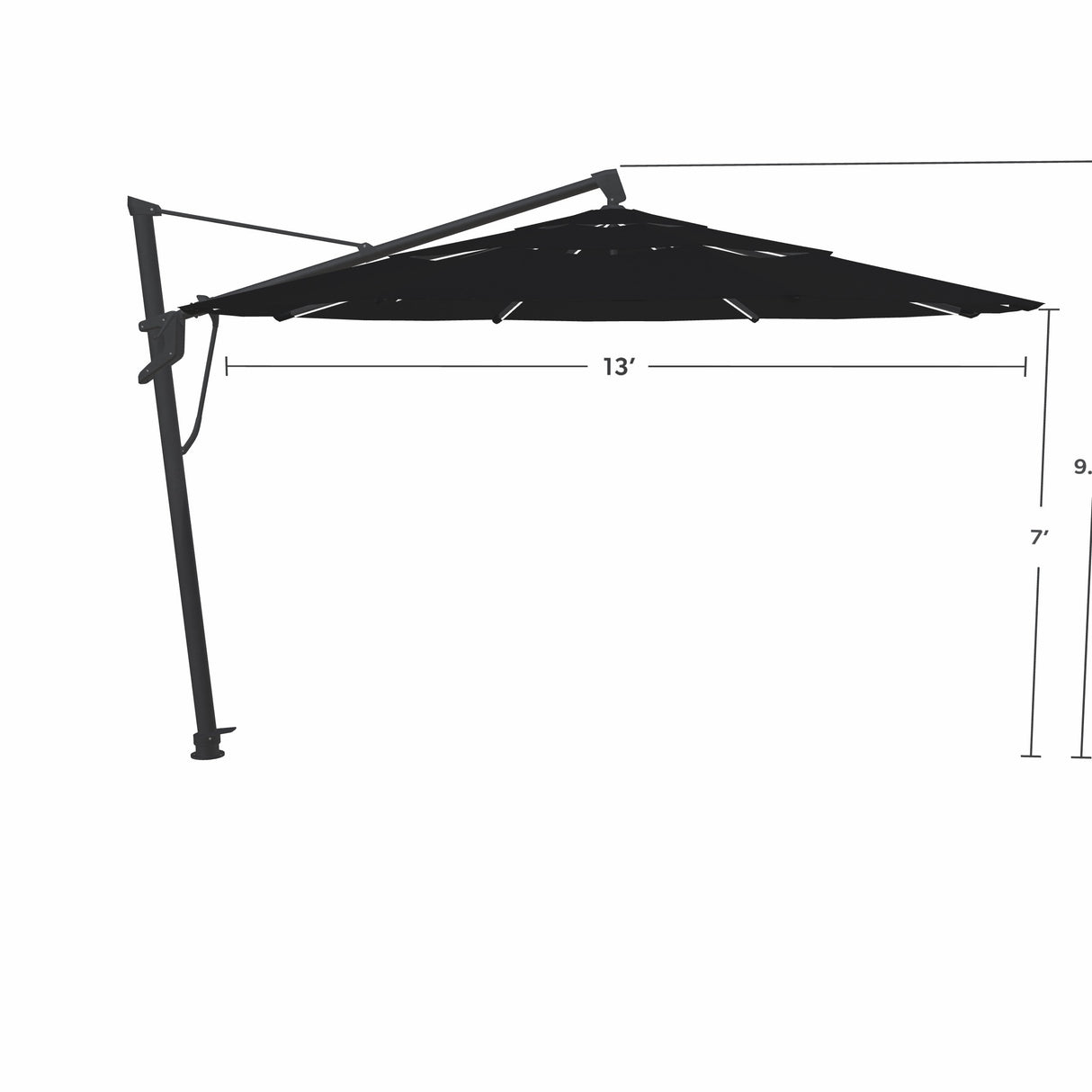 Parasol Cantilever Treasure Garden Starlux AKZ Plus 13’ Octogonal Black | Parasol Déporté avec Lumières Intégrées