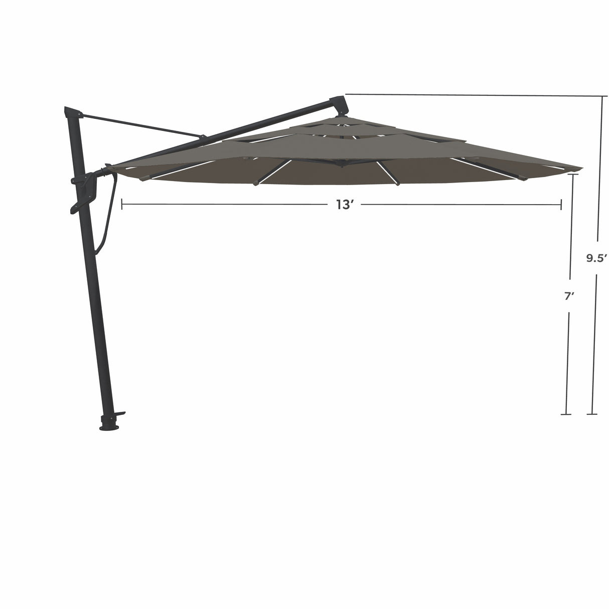 Parasol Cantilever Treasure Garden Starlux AKZ Plus 13’ Octogonal Cast Slate | Parasol Déporté avec Lumières Intégrées