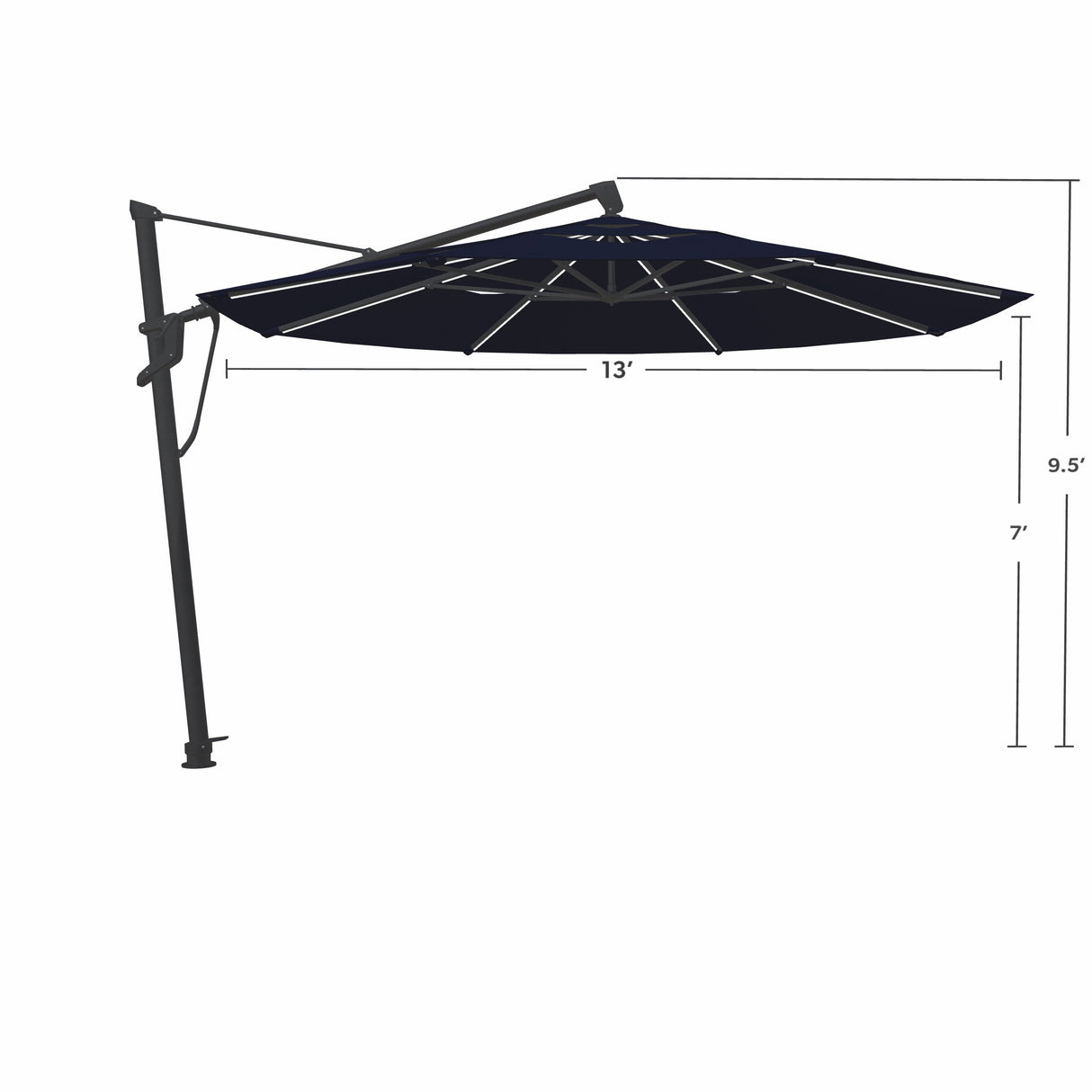 Parasol Cantilever Treasure Garden Starlux AKZ Plus 13’ Octogonal Navy | Parasol Déporté avec Lumières Intégrées