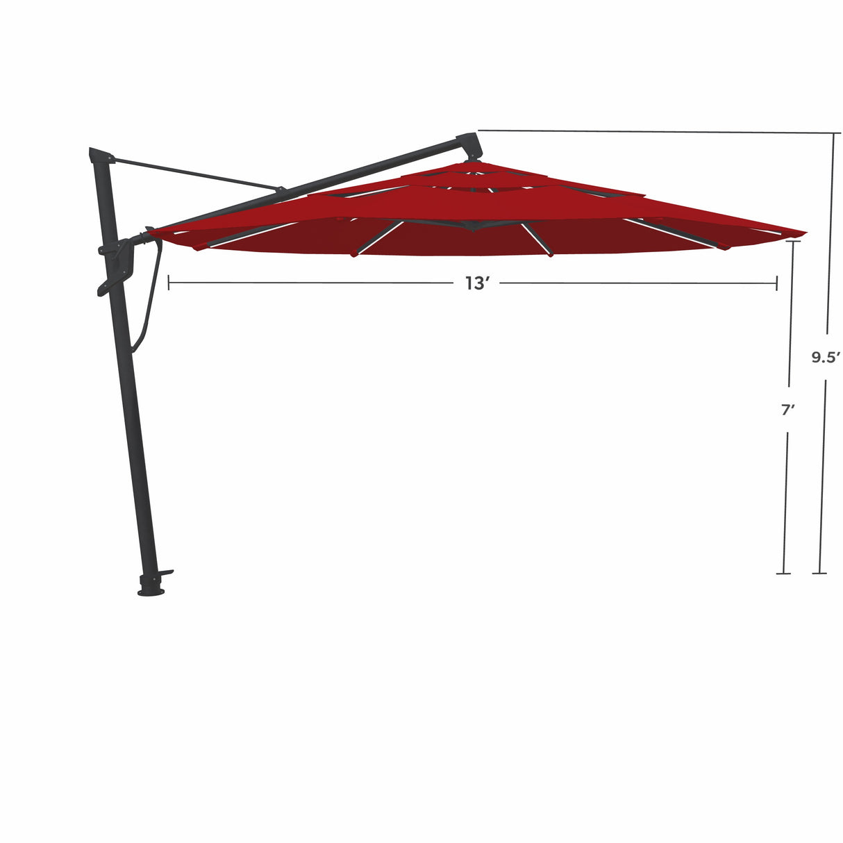 Parasol Cantilever Treasure Garden Starlux AKZ Plus 13’ Octogonal Rouge | Parasol Déporté avec Lumières Intégrées