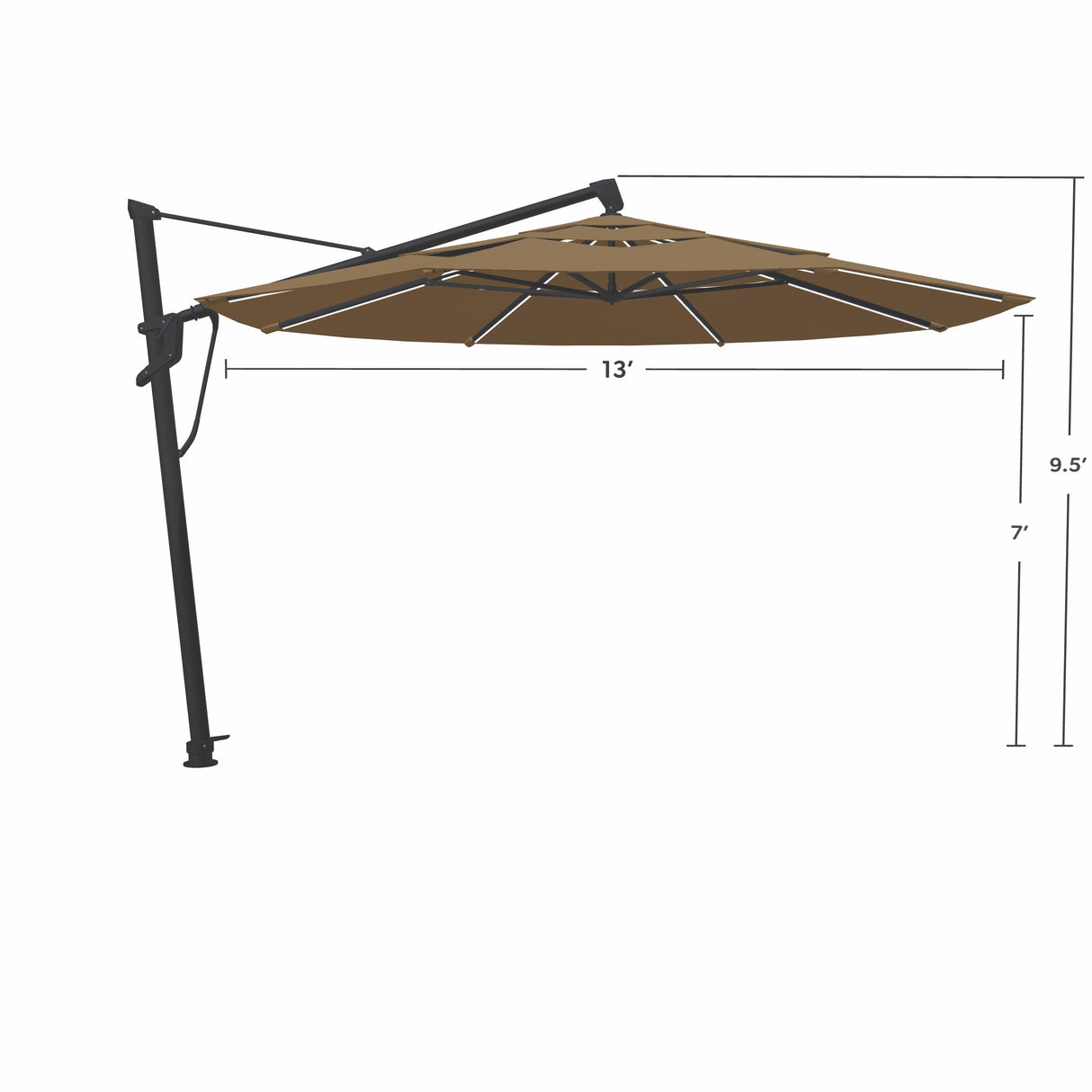 Parasol Cantilever Treasure Garden Starlux AKZ Plus 13’ Octogonal Sand | Parasol Déporté avec Lumières Intégrées