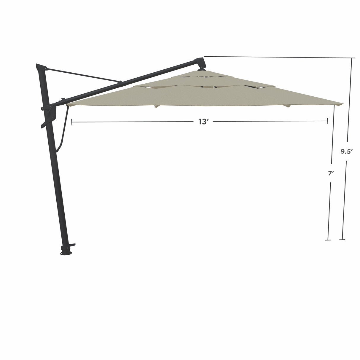 Parasol Cantilever Treasure Garden Starlux AKZ Plus 13’ Octogonal Silver Linen | Parasol Déporté avec Lumières Intégrées