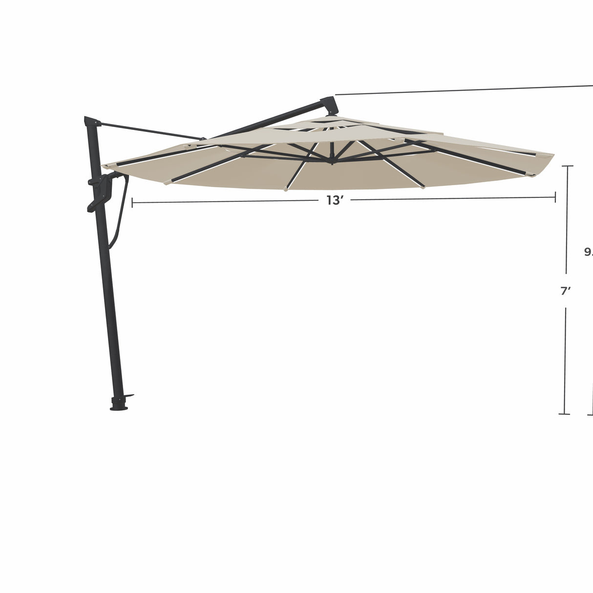 Parasol Cantilever Treasure Garden Starlux AKZ Plus 13’ Octogonal Vanilla | Mât Déporté avec Lumières LED