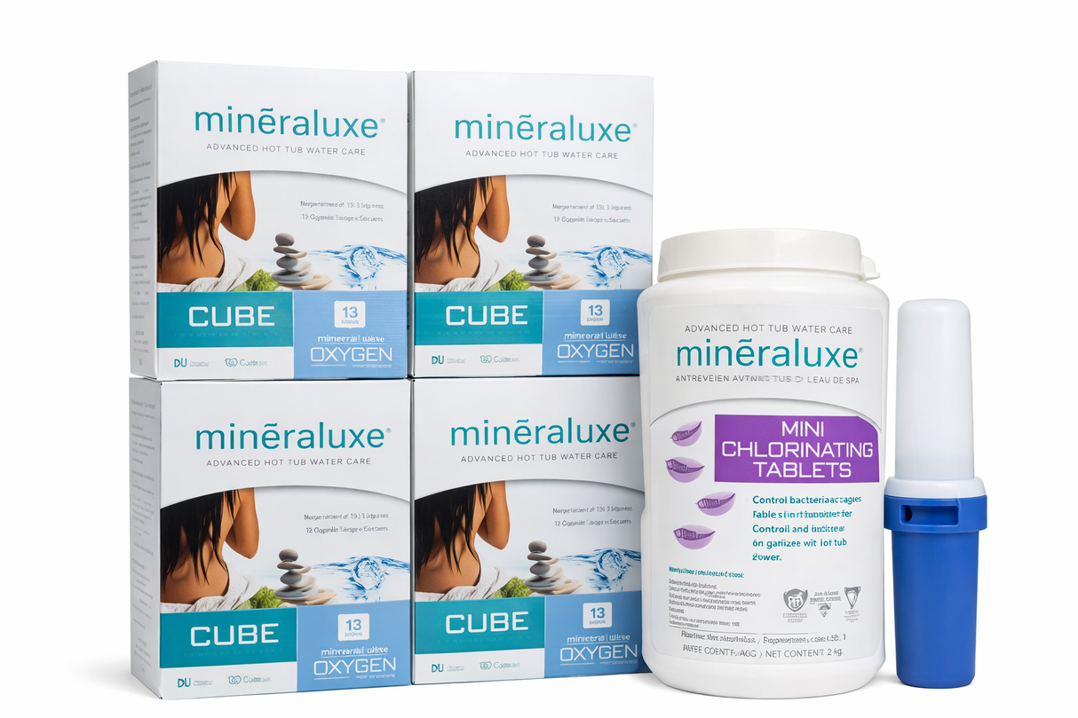 Minéraluxe Chlorine Annual Spa Kit – Complete 12-Month Treatment with Tablets and Floater