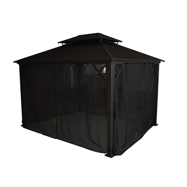 Gazebo Métropolis en Aluminium Noir avec Toit en Galvalume® - Corriveau International