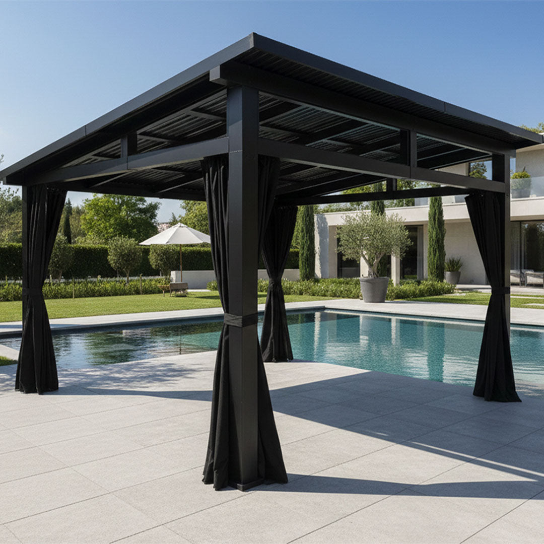 Gazebo Plaza 12’ x 14’ Corriveau – Abri extérieur haut de gamme noir