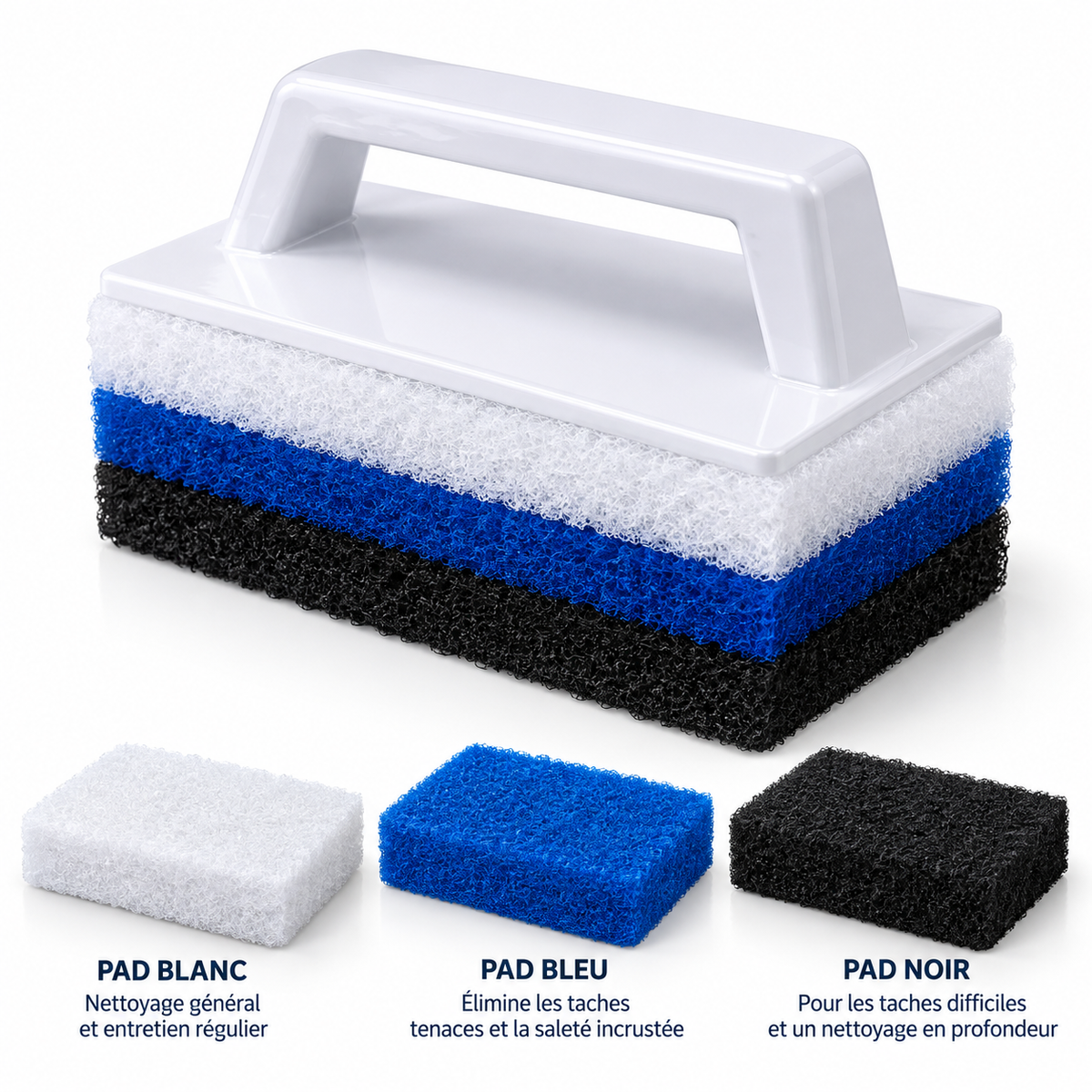 Spa scrubbing brush with 3 interchangeable pads