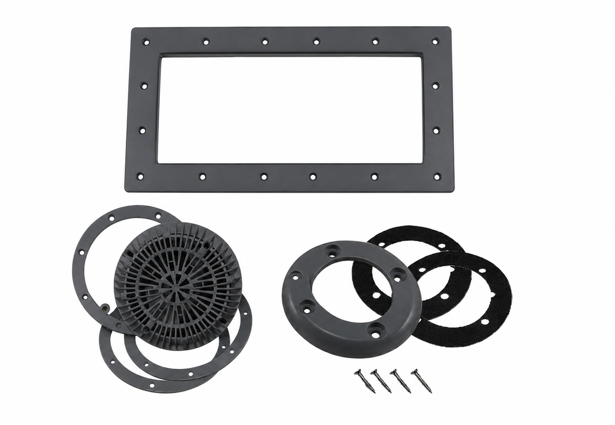 Ensemble complet de quincaillerie CMP gris Charcoal pour piscine creusée – Écumoire, retours d’eau et drains | 25541-201-000