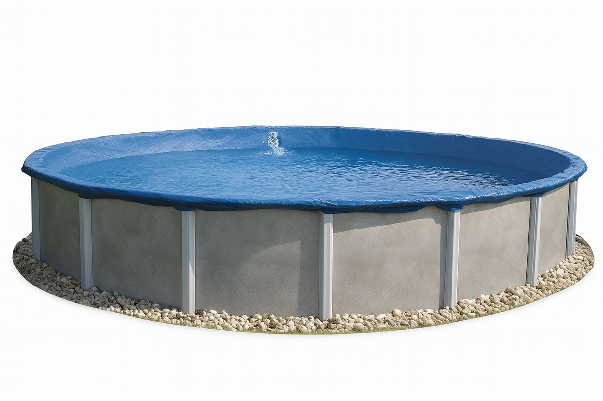 Deluxe opaque winter cover for round or oval above-ground pool – 15-year grade – Blue