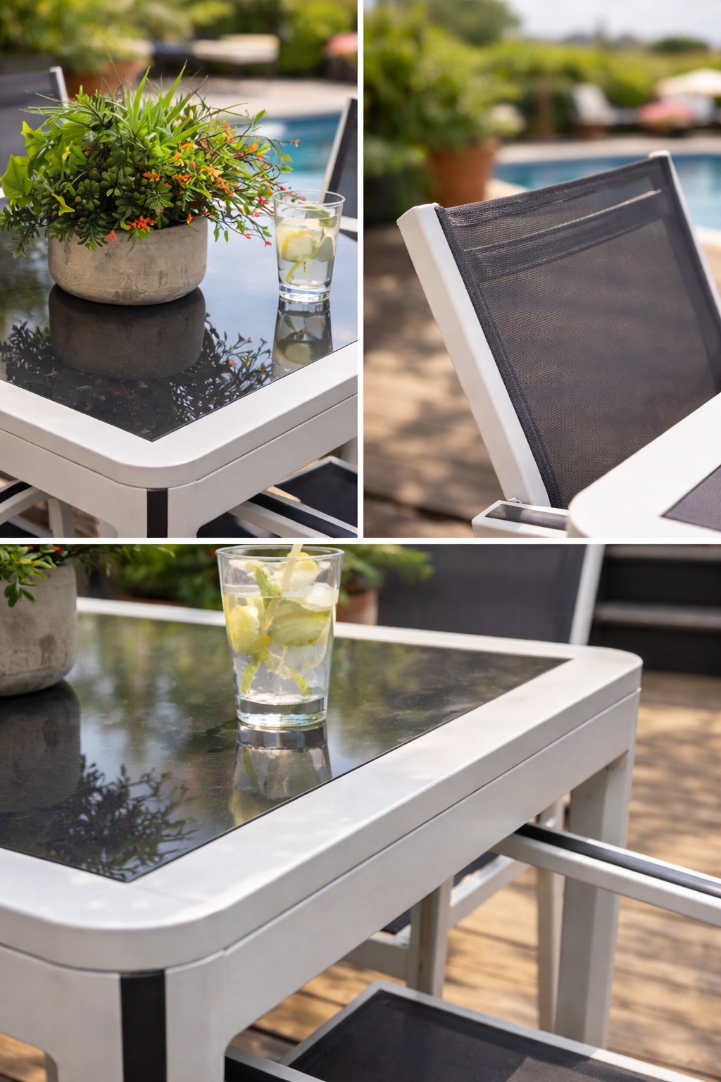 Ensemble Milano 4 + 1 – Aluminium et Verre