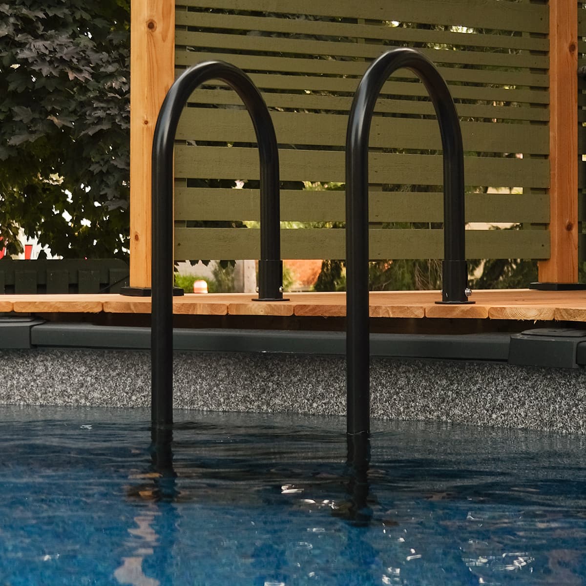 Premium black stainless steel ladder for above-ground pool – Trident