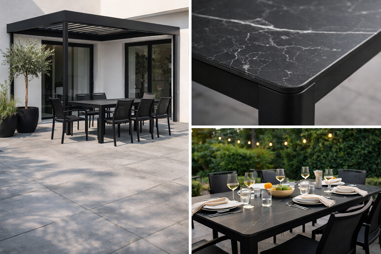 Table Ratana Hampshire – 71" x 36" | Surface Pietra Grey en Pierre Frittée