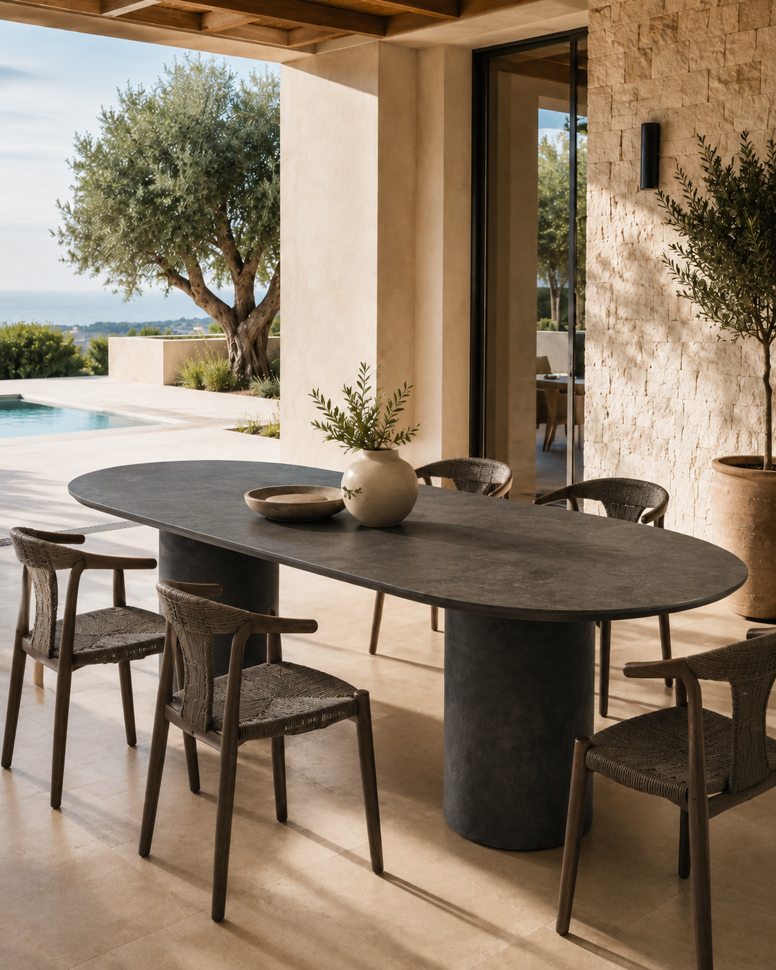 Table Java Dark charcoal en fibrociment 95 po par Atoll