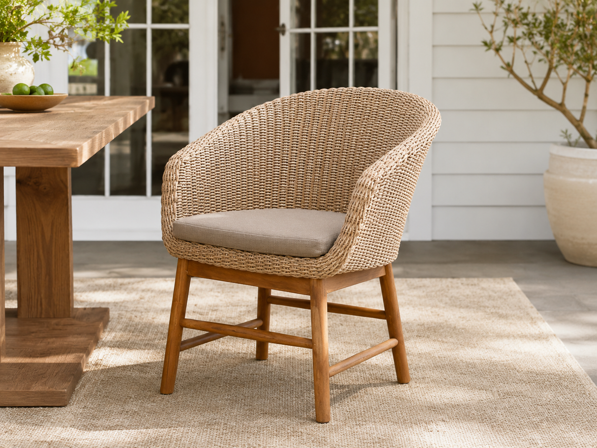 Synthetic Rattan and Teak Chair by Atoll – Indoor and Outdoor Furniture