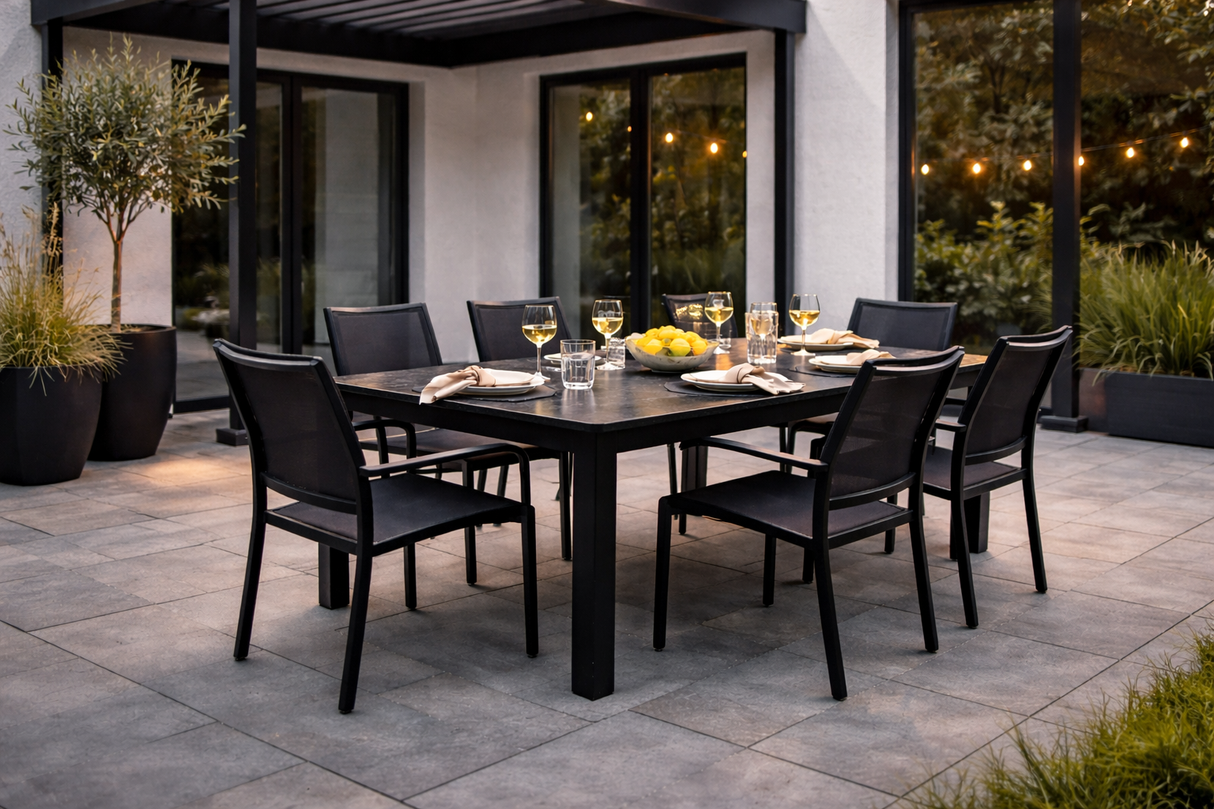 Ratana Hampshire Table – 71" x 36" | Pietra Grey Fritted Stone Surface