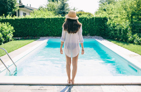 woman near salt pool