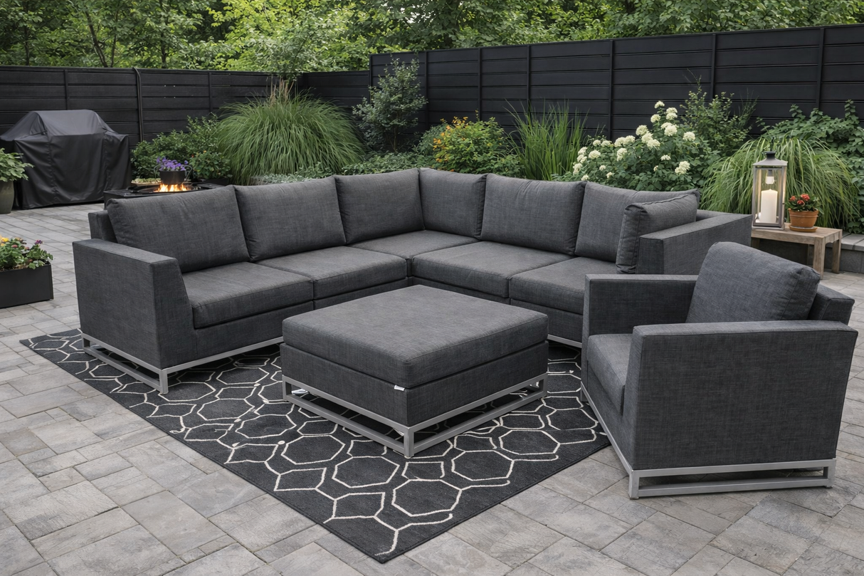 Sectionnel Toscan par HomeGard – Sectionnel Extérieur Modulaire 6 Pièces en Aluminium