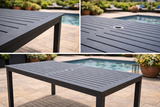 Akumal 60" Rectangular Outdoor Table in Matte Charcoal Gray Aluminum – Clearance Display Model