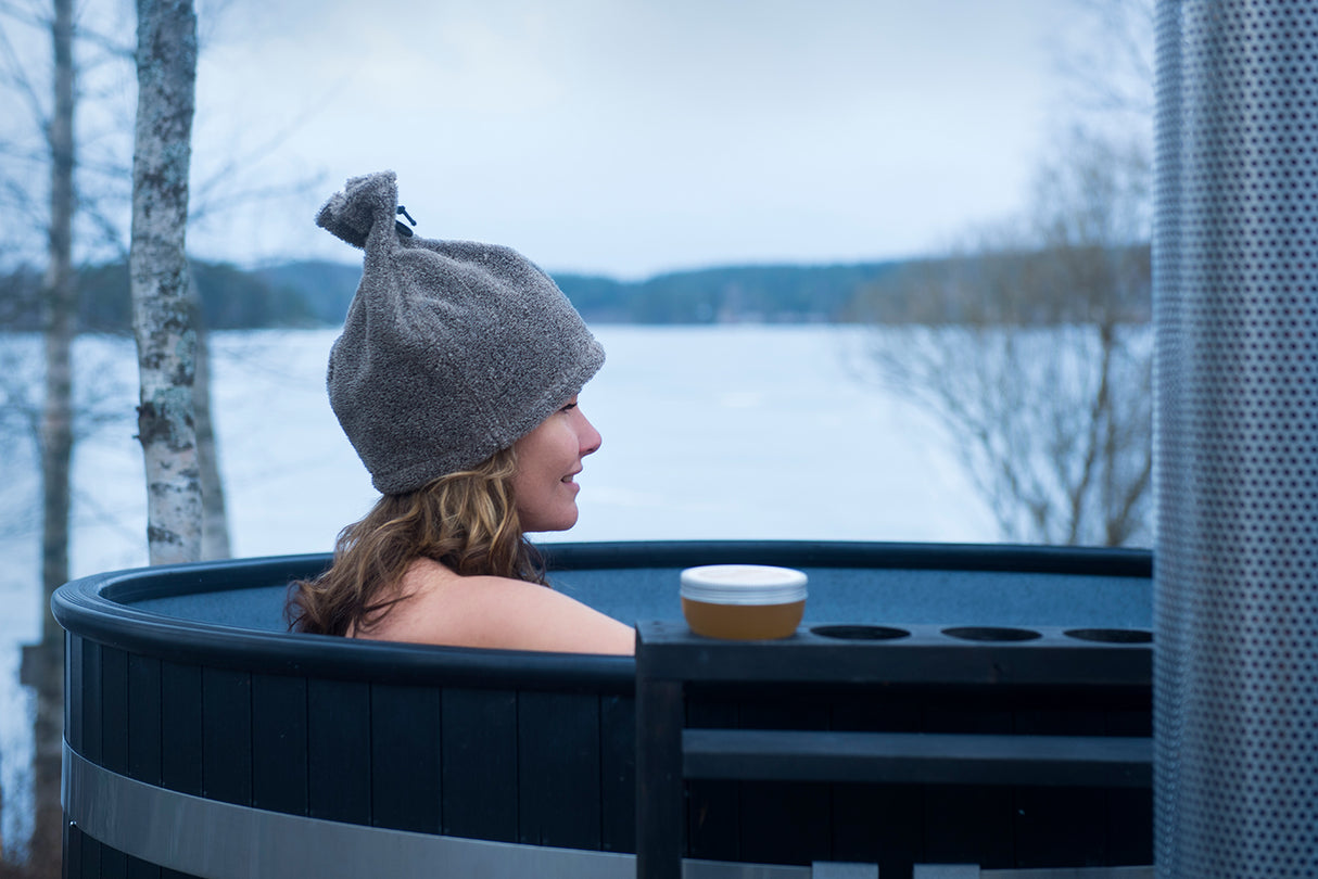 Chapeau de sauna en lin éponge – Protection et confort thermique