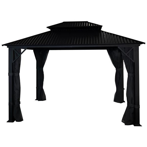 Metropolis Gazebo in Black Aluminum with Galvalume® Roof - Corriveau International