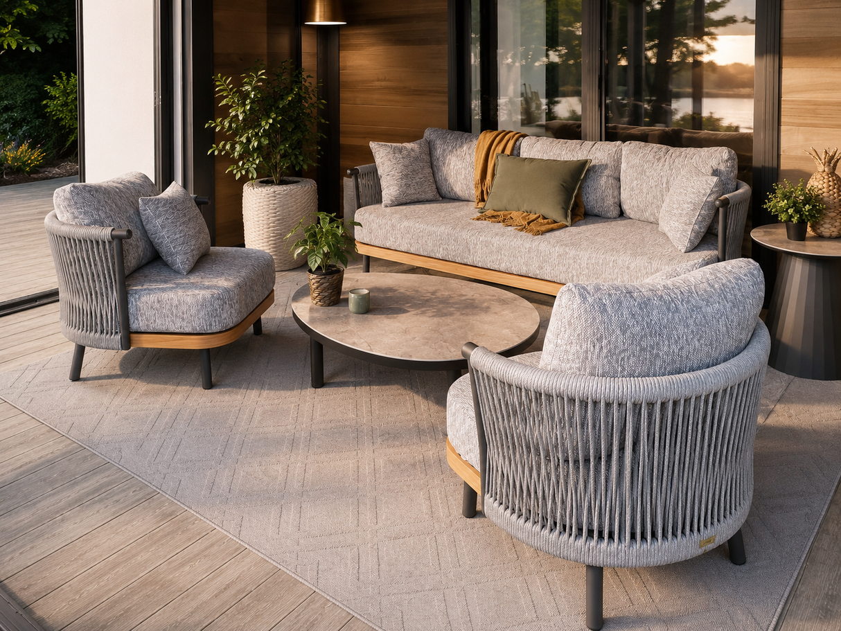 Ensemble de mobilier extérieur 4 morceaux Aziana par ATOLL – Sofa 3 places, 2 fauteuils et table basse