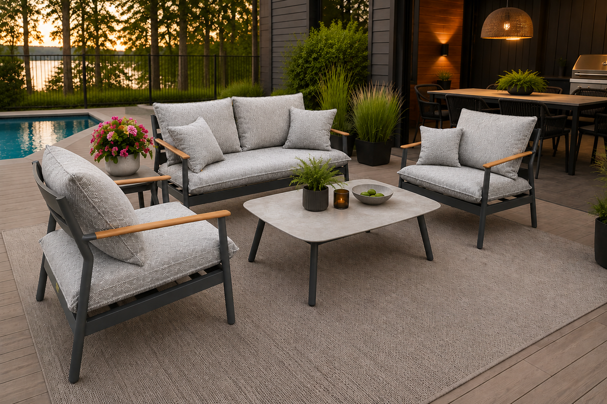 Ensemble de mobilier extérieur 5 morceaux Azura par ATOLL – Sofa 2 places, 2 fauteuils, table basse et table d'appoint