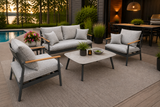 Ensemble de mobilier extérieur 5 morceaux Azura par ATOLL – Sofa 2 places, 2 fauteuils, table basse et table d'appoint