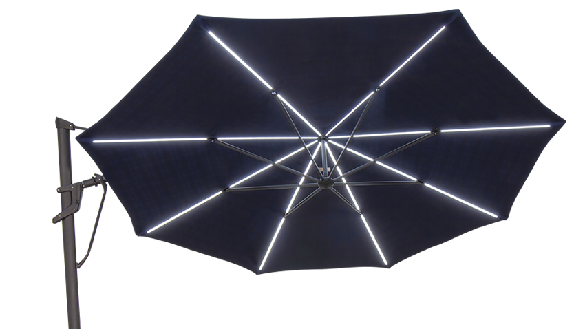 Starlux AKZ Plus Cantilever Parasol with Integrated Lighting - Treasure Garden - Silver Linen