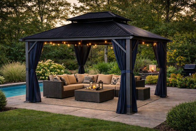 Gazebo Cordoba Corriveau à toit rigide en Galvalume® – vue principale