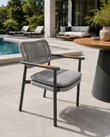 GALION Outdoor Dining Chair by Atoll | Aluminum, Rope, and Teak Accents