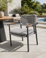 GALION Outdoor Dining Chair by Atoll | Aluminum, Rope, and Teak Accents