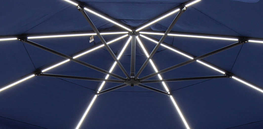 Parasol Cantilever Treasure Garden Starlux AKZ Plus 13’ Octogonal Navy | Parasol Déporté avec Lumières Intégrées