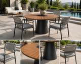 Table extérieure ronde MAREA 48 po par Atoll | Plateau en teck traité et structure en aluminium