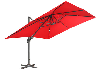 11 Feet Square Hanging Parasol - Red