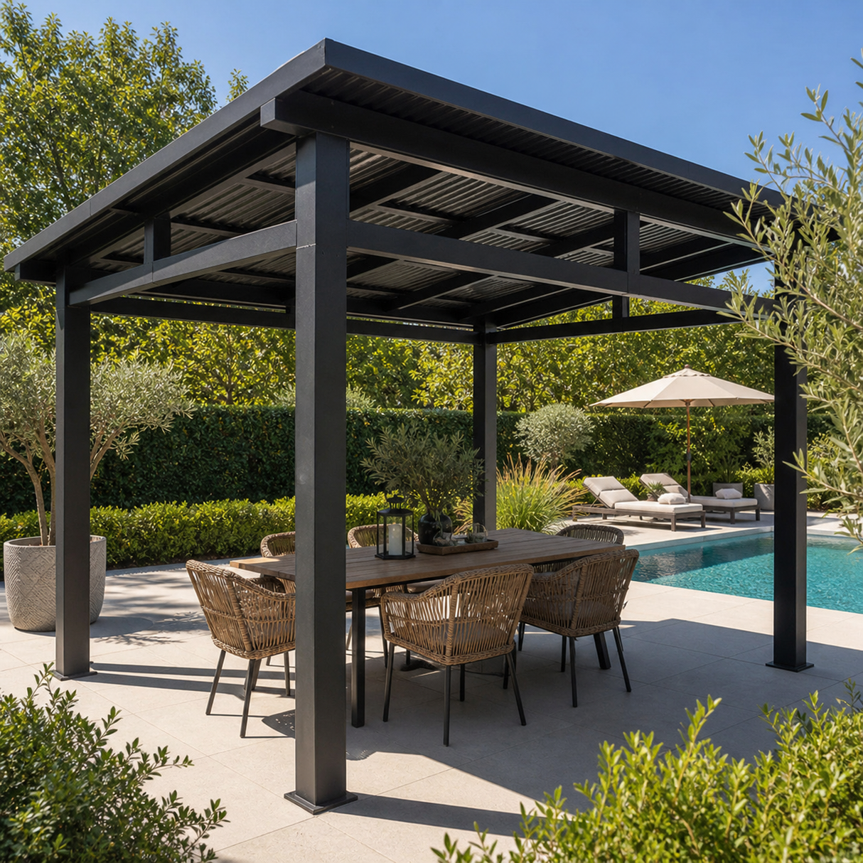 Gazebo Plaza 12’ x 14’ Corriveau – Abri extérieur haut de gamme noir