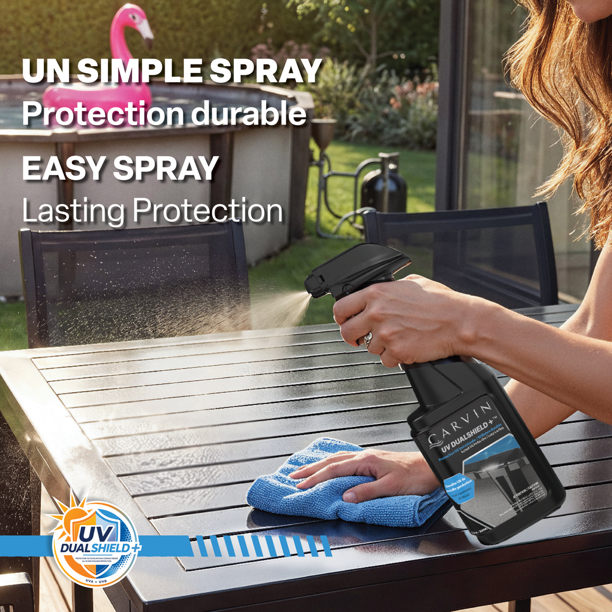 Carvin UV DualShield+ 500 ml – UV protector for pool surfaces and outdoor furniture