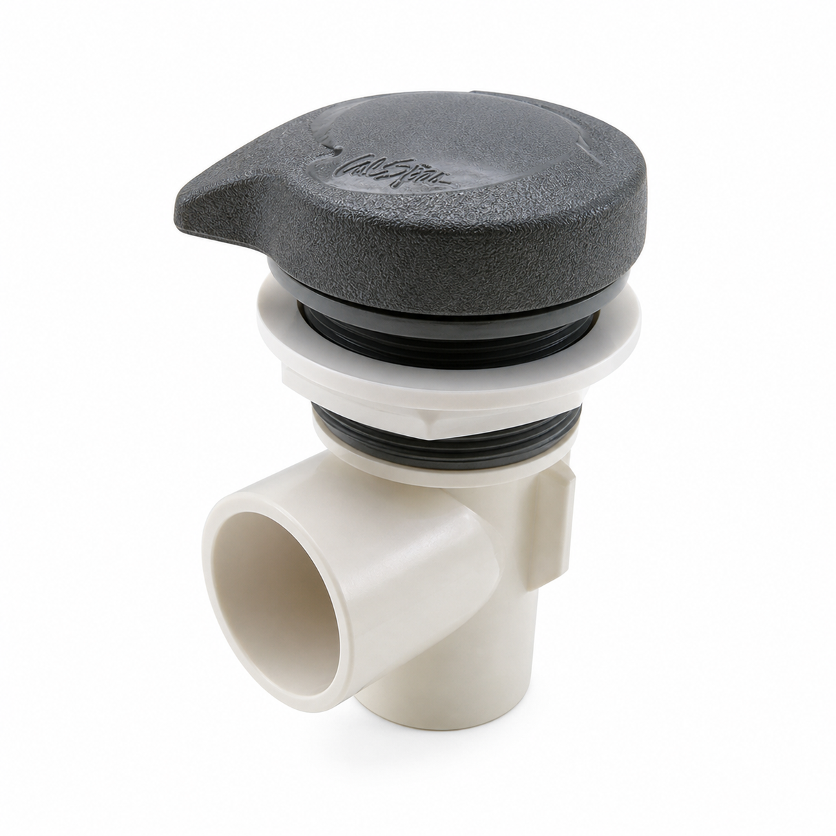 Valve diverter 1" 2 voies Cal Spas – Finition argent, poignée goutte 2005 (PLU21300052)