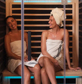 Tylö 100% Cotton Bath Towel – White with Navy Blue Stripes