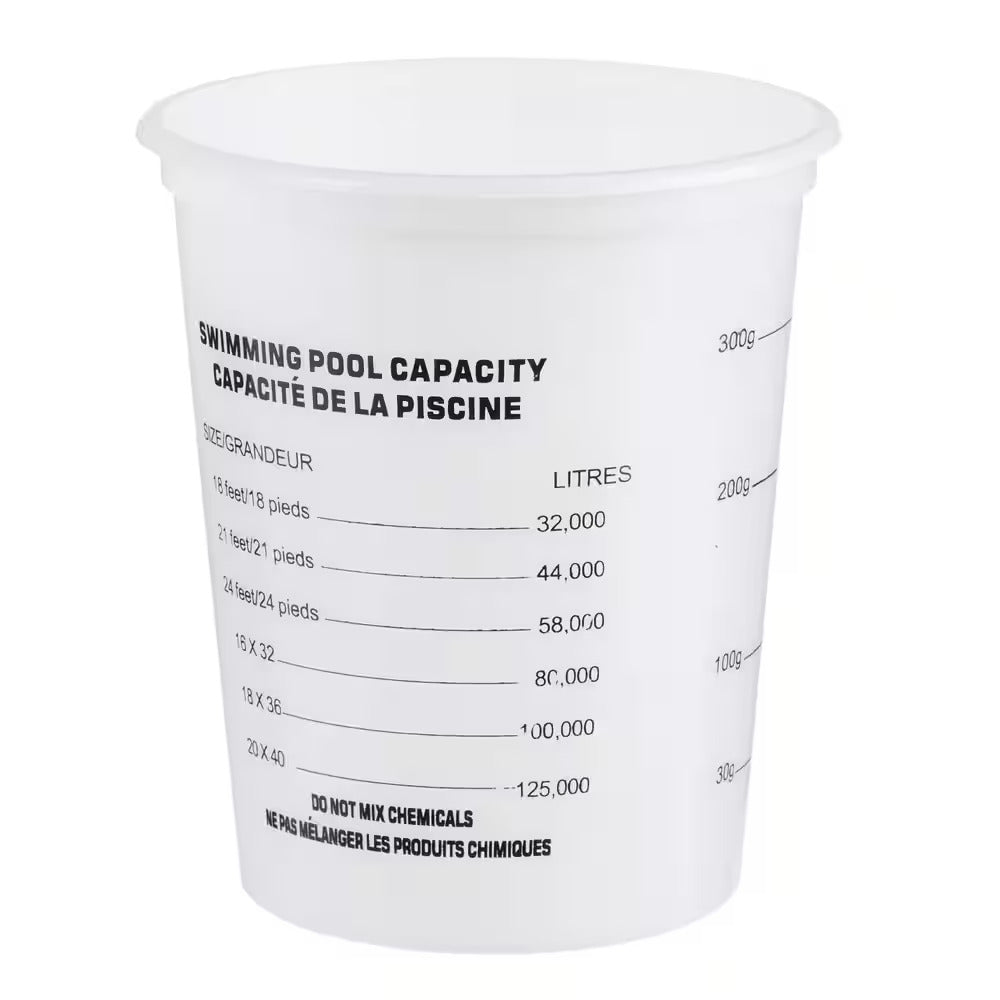 Measuring cup for pool and spa chemicals