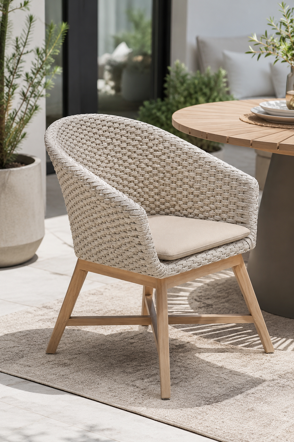 Chaise Bora par Atoll – Cordage commercial et teck d’Indonésie