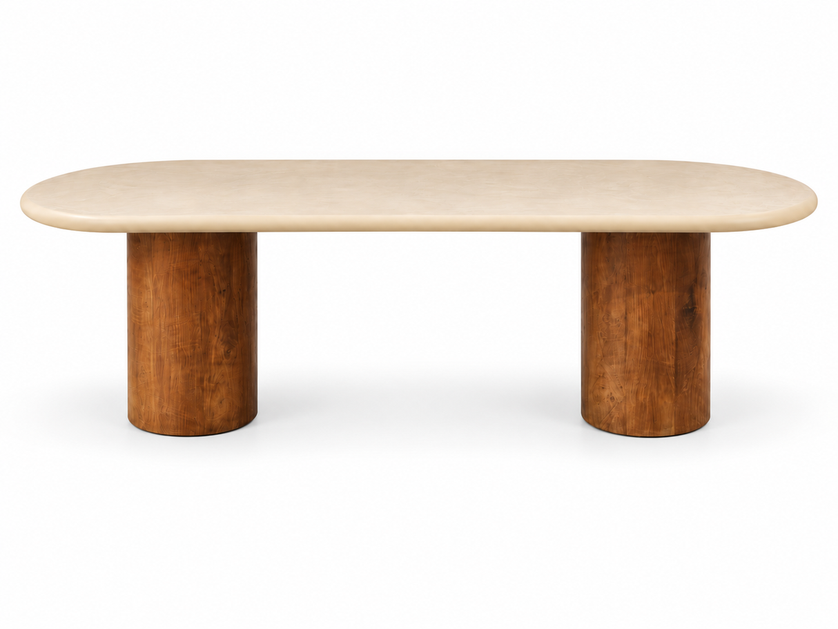 Table à manger Havana 95 po en fibrociment et teck – Atoll