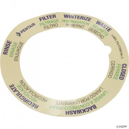 Pentair 275599- Label top mount valve