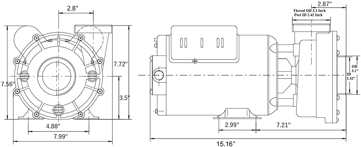 LX Pump 1HP 2-Speed ​​48WUA1001C-II 115V 48 Fr 2 Inch