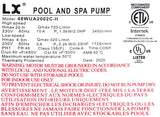 LX 2HP 2-Speed ​​Pump - Model 48WUA2002C-II